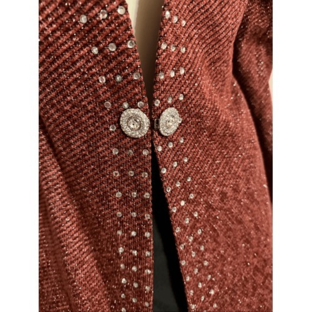 Stunning Donna Vinci Couture Rust  Jeweled  Shimmering Jacket 8 - Picture 2 of 5
